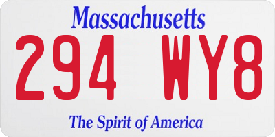 MA license plate 294WY8