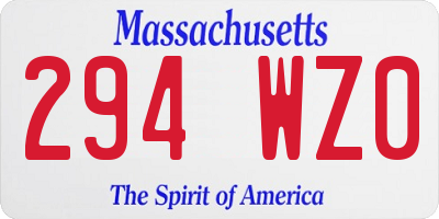 MA license plate 294WZ0
