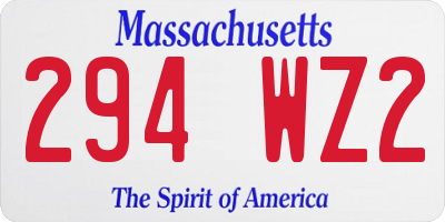 MA license plate 294WZ2