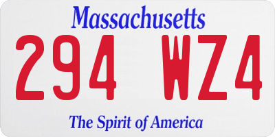 MA license plate 294WZ4