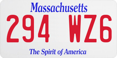 MA license plate 294WZ6