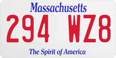 MA license plate 294WZ8