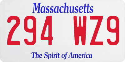 MA license plate 294WZ9