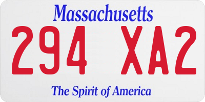MA license plate 294XA2