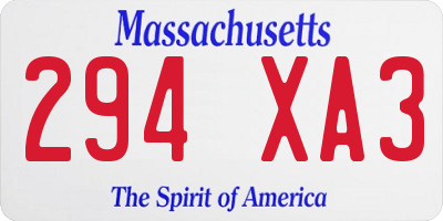 MA license plate 294XA3