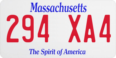 MA license plate 294XA4