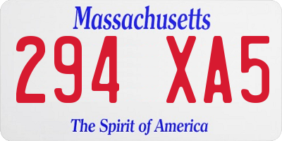 MA license plate 294XA5
