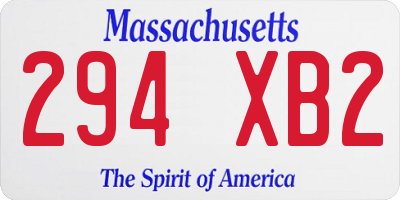 MA license plate 294XB2