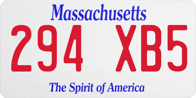 MA license plate 294XB5