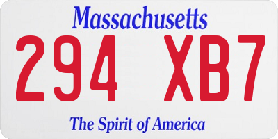 MA license plate 294XB7