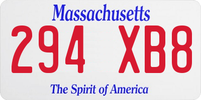 MA license plate 294XB8