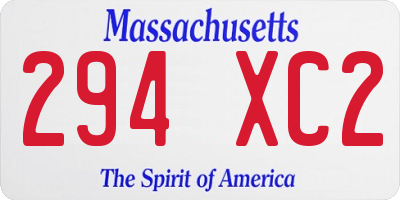 MA license plate 294XC2