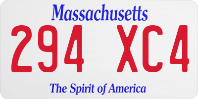 MA license plate 294XC4
