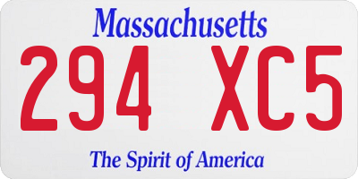 MA license plate 294XC5