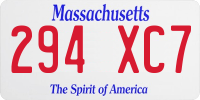 MA license plate 294XC7