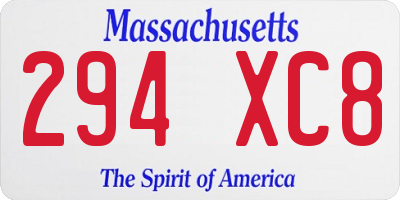 MA license plate 294XC8
