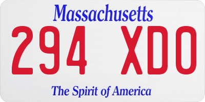 MA license plate 294XD0