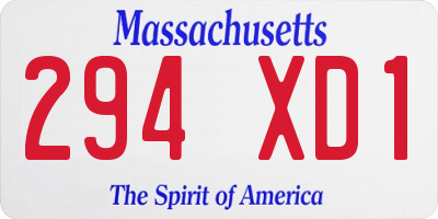 MA license plate 294XD1