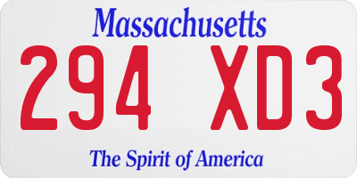MA license plate 294XD3