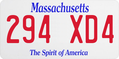 MA license plate 294XD4