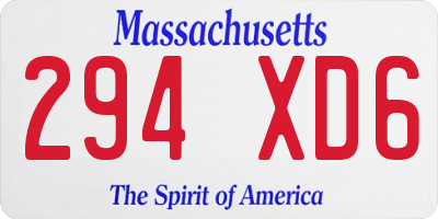 MA license plate 294XD6