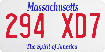 MA license plate 294XD7