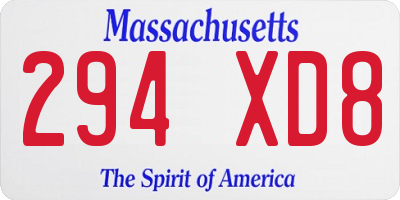 MA license plate 294XD8