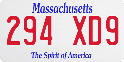 MA license plate 294XD9