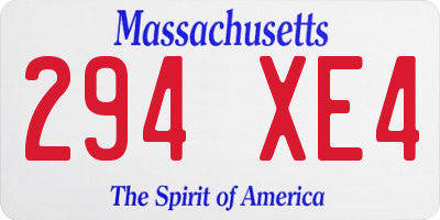 MA license plate 294XE4