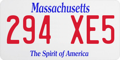 MA license plate 294XE5
