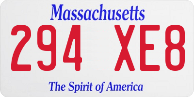 MA license plate 294XE8