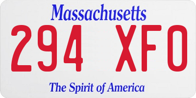 MA license plate 294XF0
