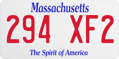 MA license plate 294XF2