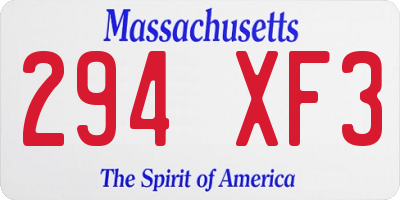 MA license plate 294XF3