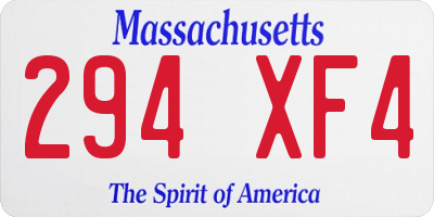 MA license plate 294XF4