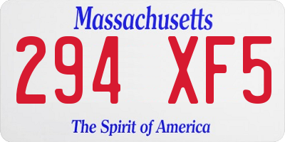 MA license plate 294XF5