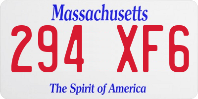 MA license plate 294XF6