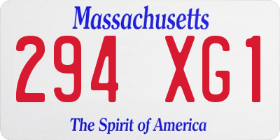 MA license plate 294XG1
