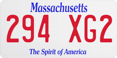 MA license plate 294XG2