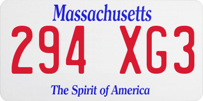 MA license plate 294XG3