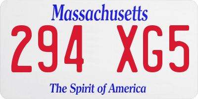 MA license plate 294XG5