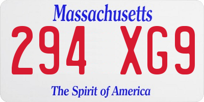 MA license plate 294XG9