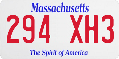MA license plate 294XH3