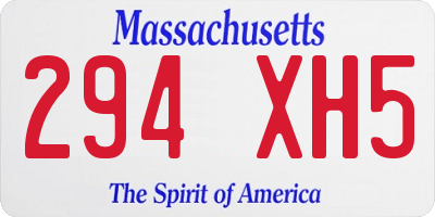 MA license plate 294XH5