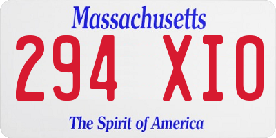 MA license plate 294XI0