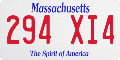 MA license plate 294XI4