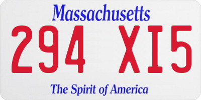 MA license plate 294XI5