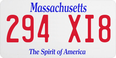 MA license plate 294XI8