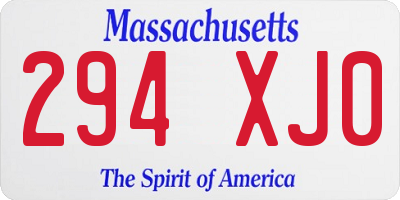 MA license plate 294XJ0
