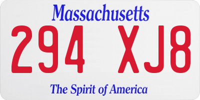 MA license plate 294XJ8